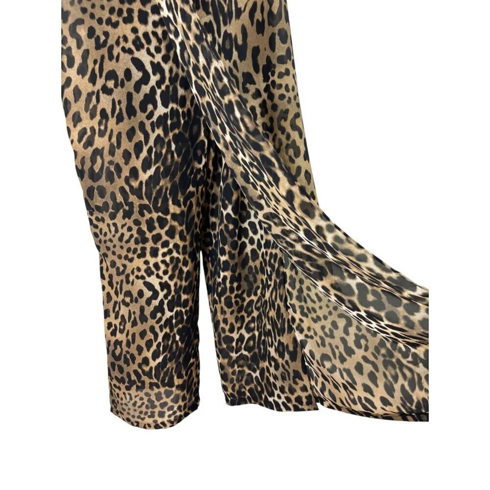 BOSTON PROPER LEOPARD PRINT DRAPE FRONT JUMPSUIT - Picture 7 of 9